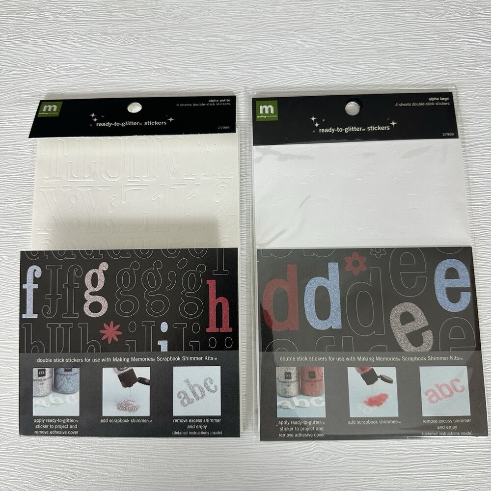 Making Memories Ready-to-Glitter Sticker Packs Alphabet Scrapbooking Crafting